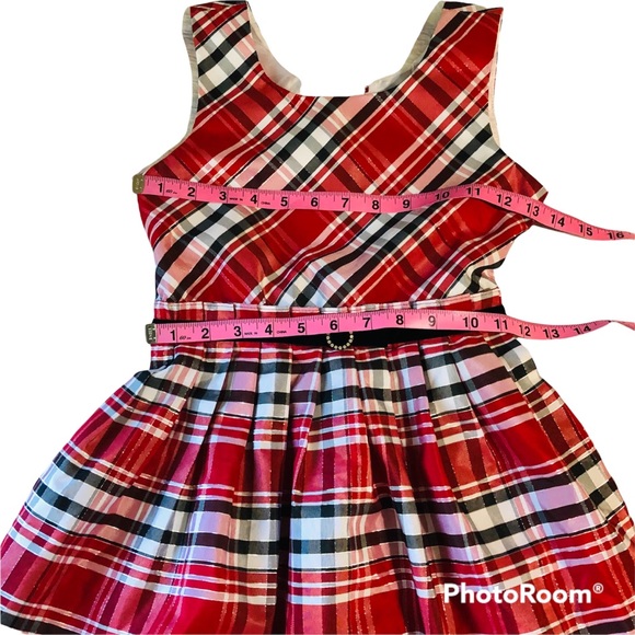 Jona Michelle Girls red black plaid a line dress sleeveless Girls size 7 - Picture 8 of 13